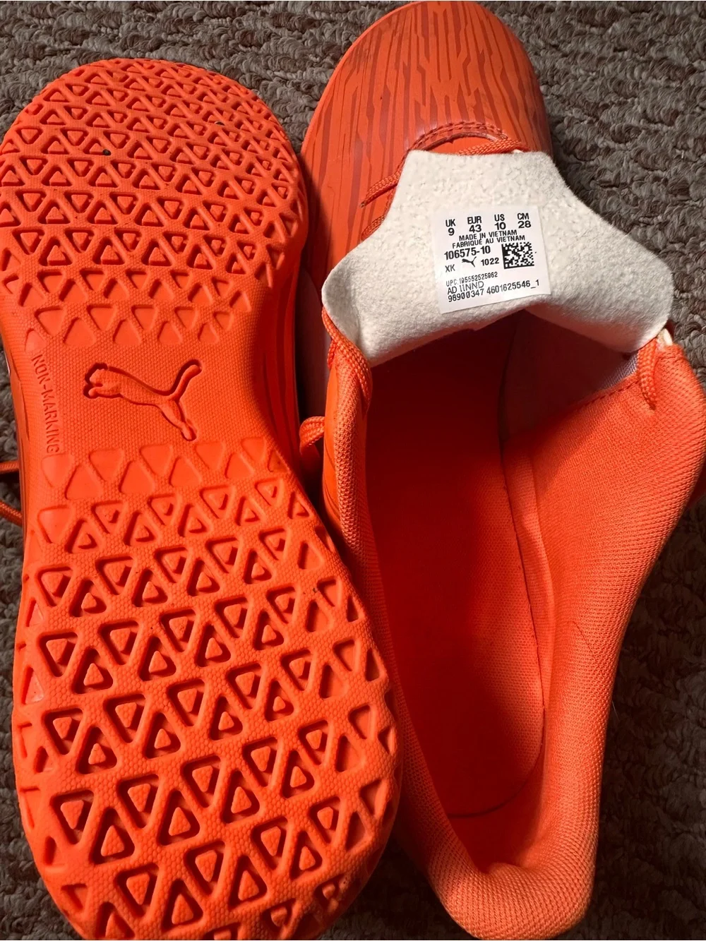 Puma Bright Orange Soccer Shoes with White Logos